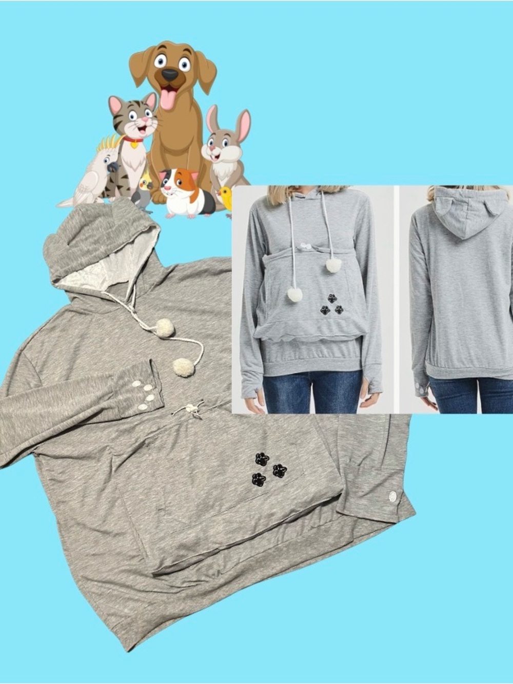 Pet Pouch Carrier Hooded Pullover Sweatshirt
